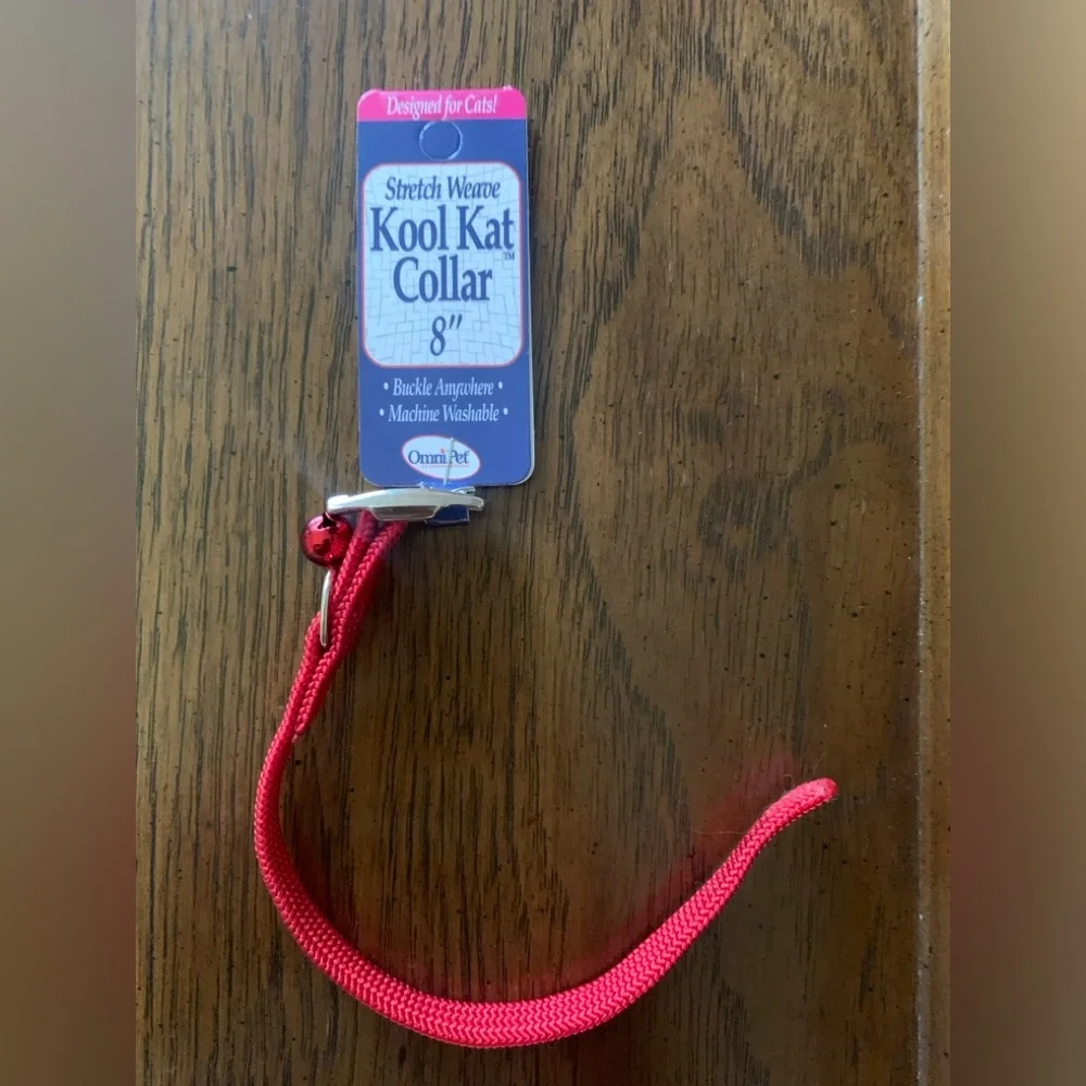 Red Kool Kat Elastic Cat Safety Collar with Bell, Red, 8